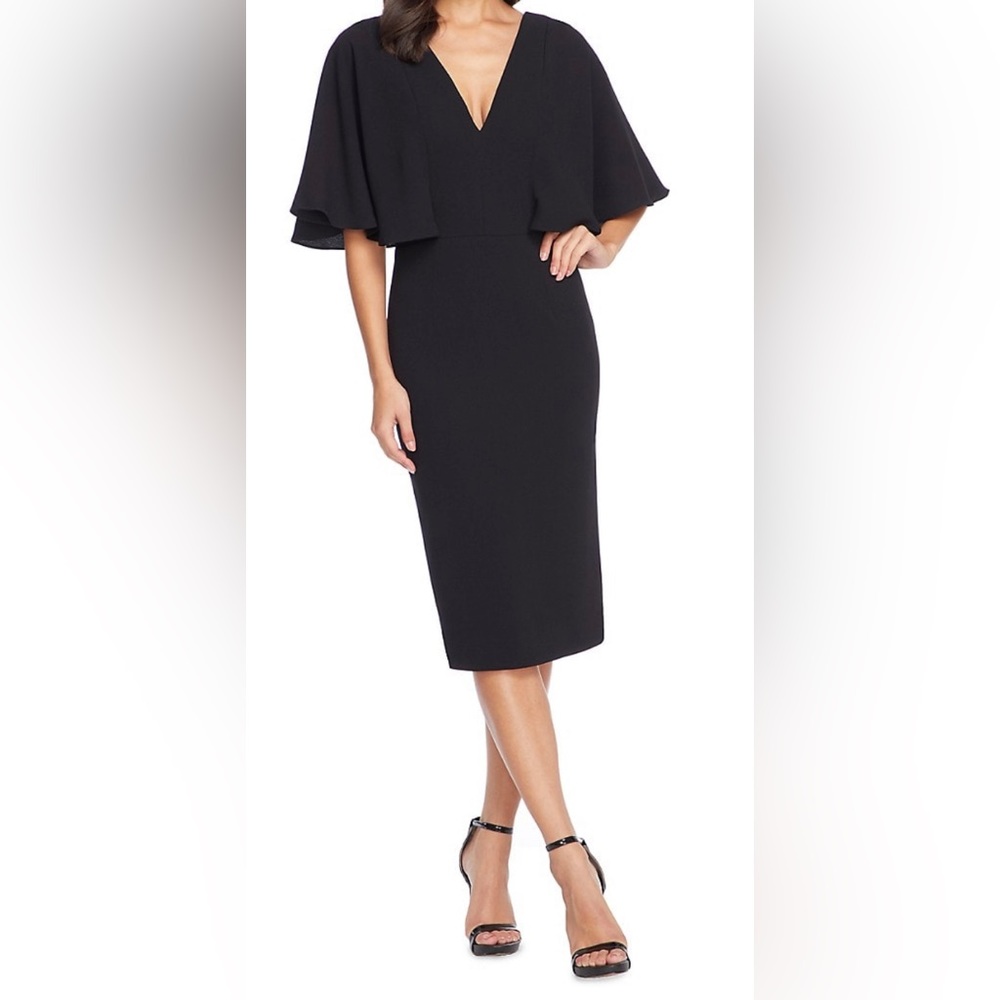 Dress The Population Louisa Flutter-Sleeve Black Dress‎ - Size M